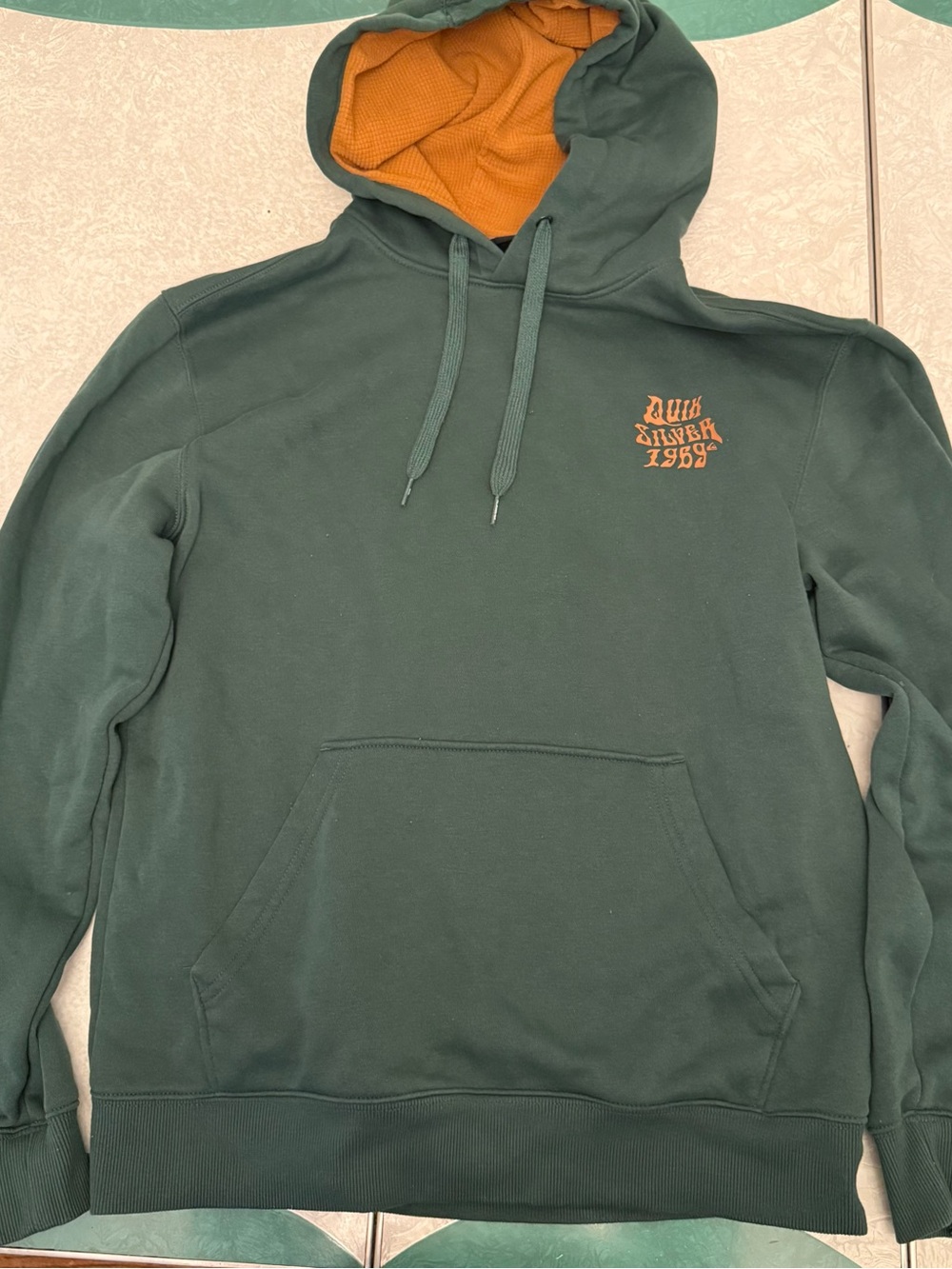 Quiksilver Forest Green Hoodie with Orange Lined Hood